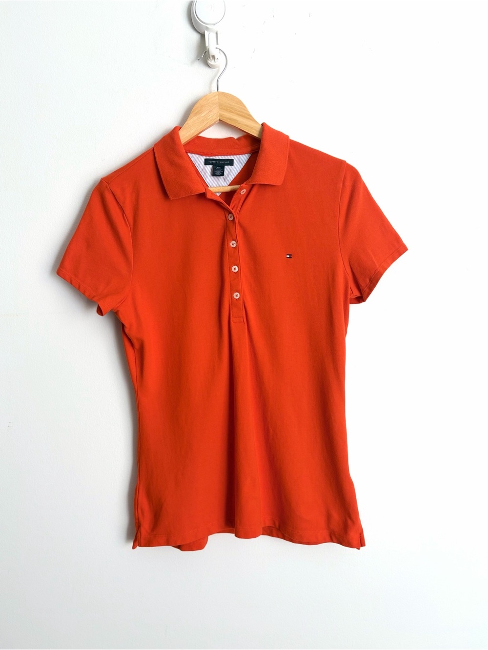Tommy Hilfiger Tangerine Stretch Cotton Polo Preppy Country Club L